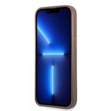 Guess iPhone 13 Pro Max Skal Double Cardslot Metal Triangle Brun