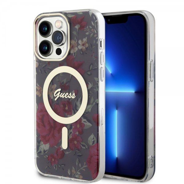 Guess iPhone 13 Pro Max Skal Flower MagSafe Kaki