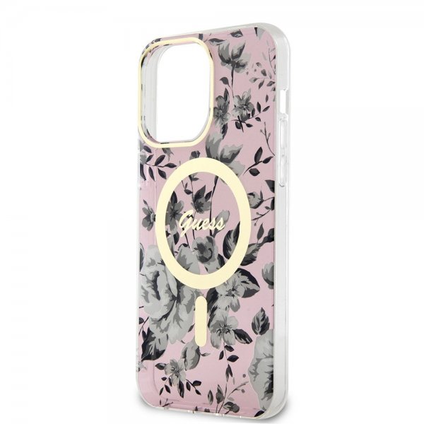 Guess iPhone 13 Pro Max Skal Flower MagSafe Rosa