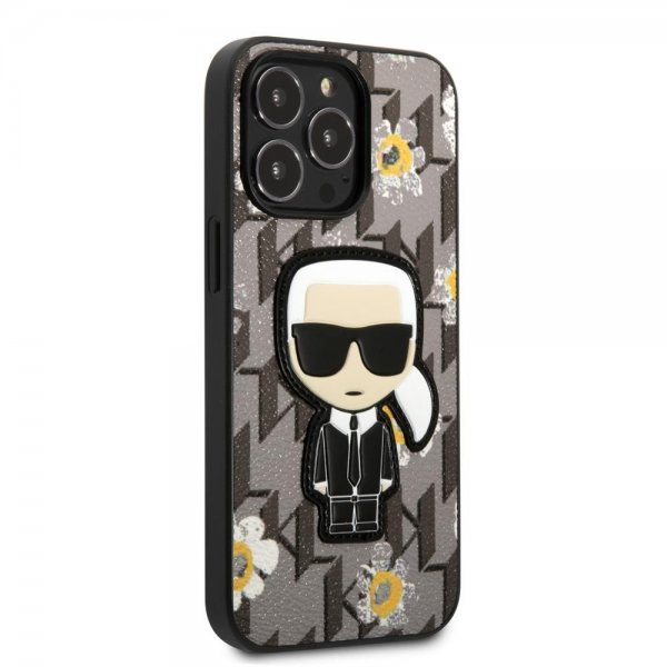Karl Lagerfeld iPhone 13 Pro Max Skal Flower Monogram Iconic Patch Grå