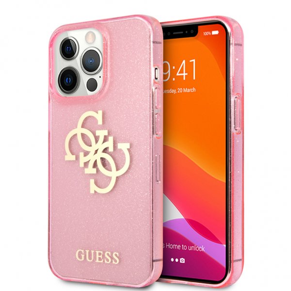 Guess iPhone 13 Pro Max Skal Full Glitter Rosa
