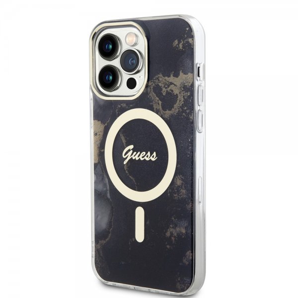 Guess iPhone 13 Pro Max Skal Golden Marble MagSafe Svart