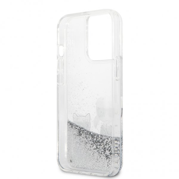 Karl Lagerfeld iPhone 13 Pro Max Skal Liquid Glitter K&C Silver