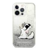 Karl Lagerfeld iPhone 13 Pro Max Skal Liquid Glitter Choupette Silver