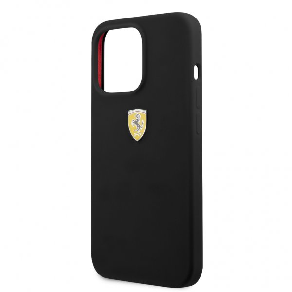 Ferrari iPhone 13 Pro Max Skal Liquid Silicone Metal Logo Svart