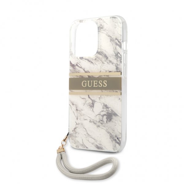Guess iPhone 13 Pro Max Skal Marble Design Stripe Grå