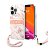 Guess iPhone 13 Pro Max Skal Marble Design Stripe Rosa