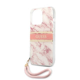 Guess iPhone 13 Pro Max Skal Marble Design Stripe Rosa