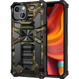 iPhone 13 Pro Skal med Metallplatta Stativfunktion Camouflage Grön