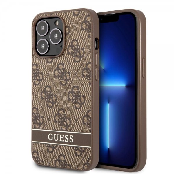 Guess iPhone 13 Pro Max Skal Printed Stripe Bottom Brun