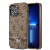 Guess iPhone 13 Pro Max Skal Printed Stripe Bottom Brun