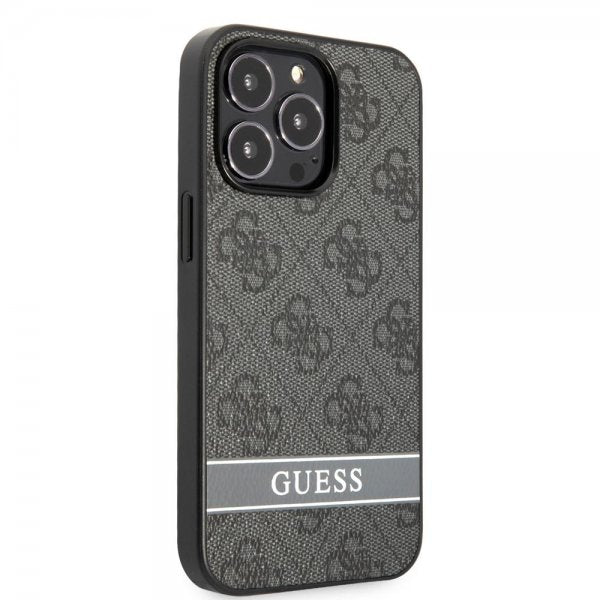 Guess iPhone 13 Pro Max Skal Printed Stripe Bottom Grå