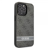 Guess iPhone 13 Pro Max Skal Printed Stripe Bottom Grå