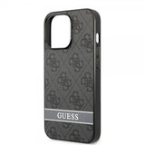 Guess iPhone 13 Pro Max Skal Printed Stripe Bottom Grå