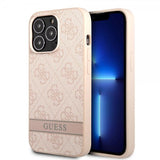 Guess iPhone 13 Pro Max Skal Printed Stripe Bottom Rosa