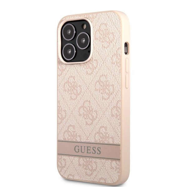 Guess iPhone 13 Pro Max Skal Printed Stripe Bottom Rosa