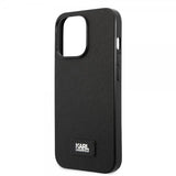 Karl Lagerfeld iPhone 13 Pro Max Skal Saffiano Metal Plaque Svart