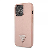 Guess iPhone 13 Pro Max Skal Saffiano Metal Triangle Rosa