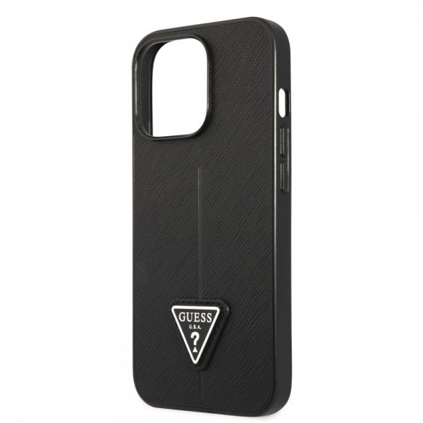 Guess iPhone 13 Pro Max Skal Saffiano Metal Triangle Svart