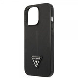 Guess iPhone 13 Pro Max Skal Saffiano Metal Triangle Svart