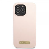 Guess iPhone 13 Pro Max Skal Silicone Metal Plate MagSafe Rosa