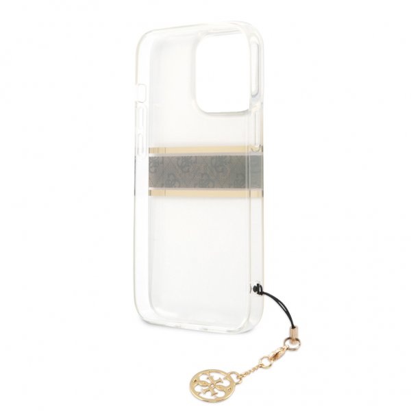 Guess iPhone 13 Pro Max Skal Stripe Charm Brun