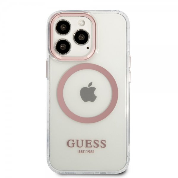 Guess iPhone 13 Pro Max Skal Transparent MagSafe Rosa Transparent