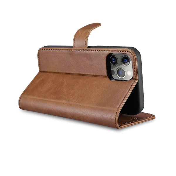 Rvelon iPhone 13 Pro Fodral Äkta läder Kortfack Brun