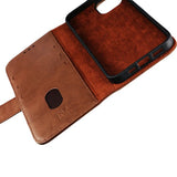 Rvelon iPhone 13 Pro Fodral Äkta läder Kortfack Brun
