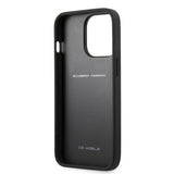 Ferrari iPhone 13 Pro Skal Carbon Effect Metal Logo Vertical Stripe Svart
