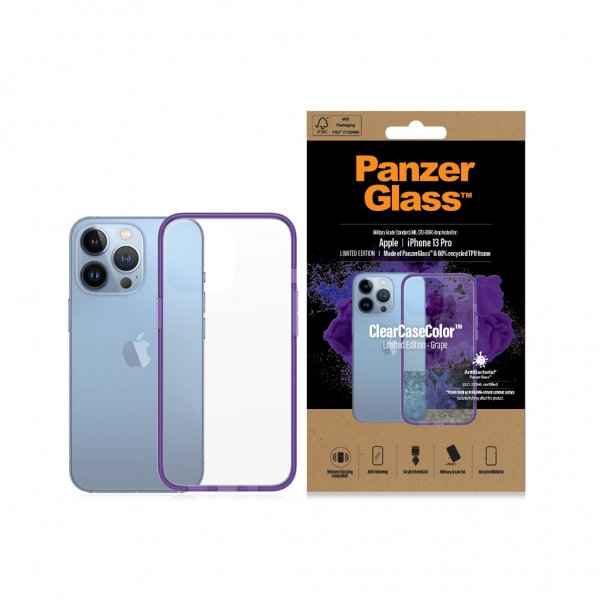 PanzerGlass iPhone 13 Pro Skal ClearCase Color Grape