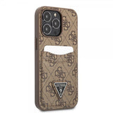 Guess iPhone 13 Pro Skal Double Cardslot Metal Triangle Brun