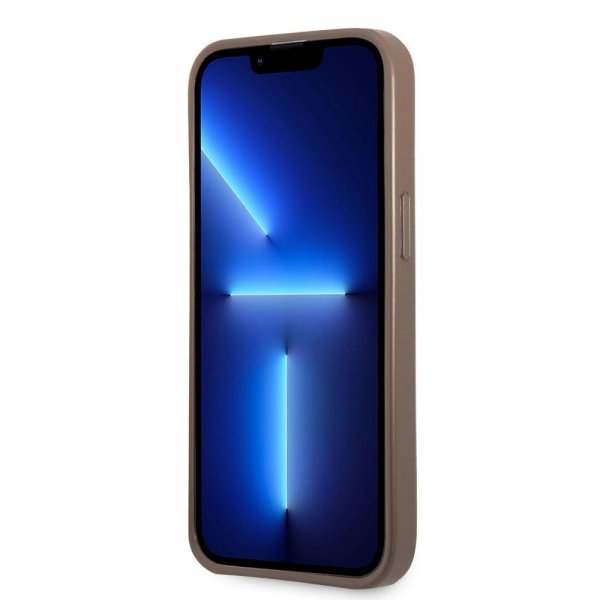 Guess iPhone 13 Pro Skal Double Cardslot Metal Triangle Brun