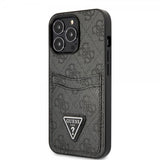 Guess iPhone 13 Pro Skal Double Cardslot Metal Triangle Svart