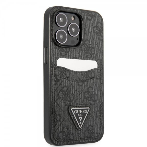 Guess iPhone 13 Pro Skal Double Cardslot Metal Triangle Svart