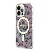 Guess iPhone 13 Pro Skal Flower MagSafe Rosa