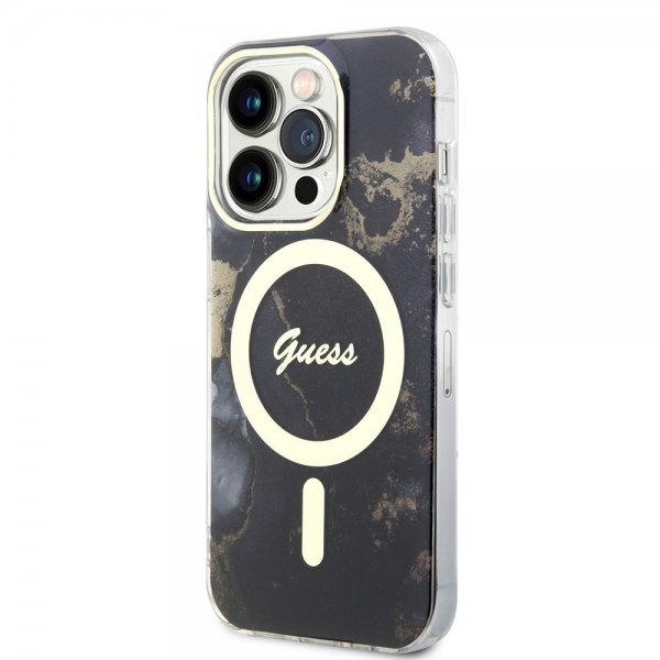 Guess iPhone 13 Pro Skal Golden Marble MagSafe Svart