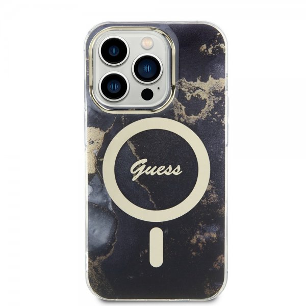 Guess iPhone 13 Pro Skal Golden Marble MagSafe Svart