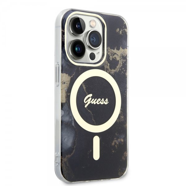 Guess iPhone 13 Pro Skal Golden Marble MagSafe Svart