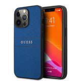 Guess iPhone 13 Pro Skal Hot Stamp Metal Logo Blå
