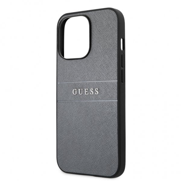 Guess iPhone 13 Pro Skal Hot Stamp Metal Logo Grå
