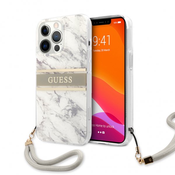 Guess iPhone 13 Pro Skal Marble Design Stripe Grå