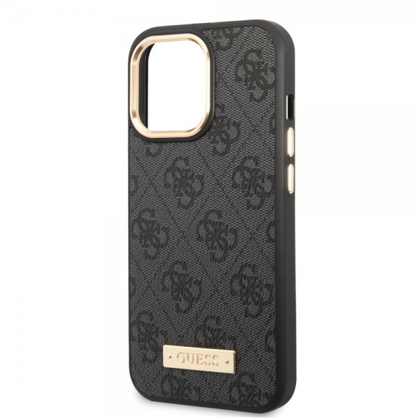 Guess iPhone 13 Pro Skal Metal Plate Logo MagSafe Svart
