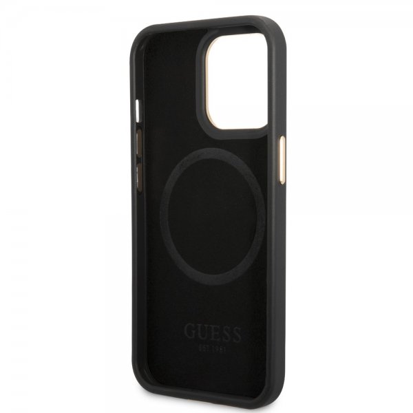 Guess iPhone 13 Pro Skal Metal Plate Logo MagSafe Svart