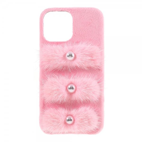 iPhone 13 Pro Skal Plysch Love-pärlor Rosa
