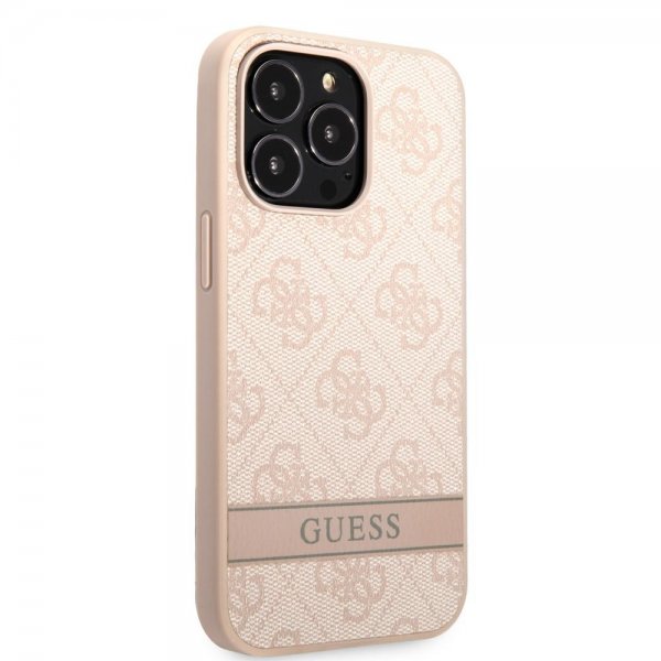 Guess iPhone 13 Pro Skal Printed Stripe Bottom Rosa