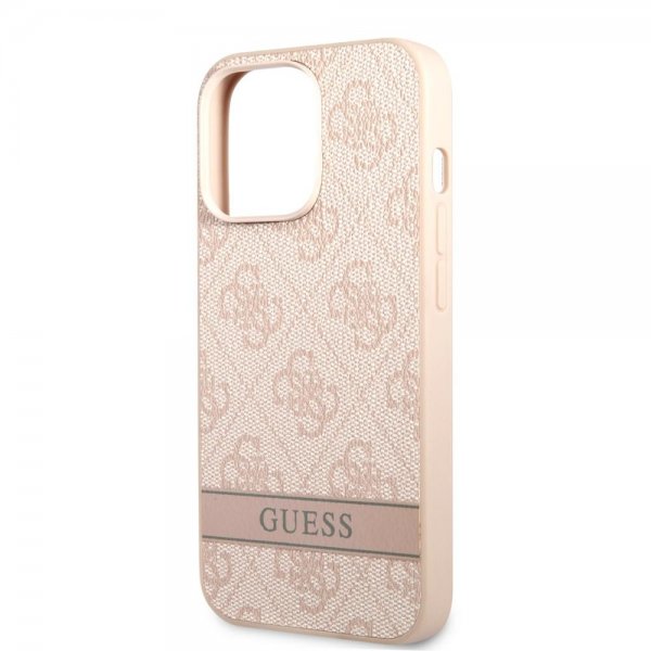 Guess iPhone 13 Pro Skal Printed Stripe Bottom Rosa