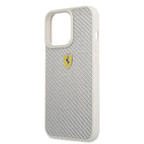 Ferrari iPhone 13 Pro Skal Real Carbon Metal Logo Silver