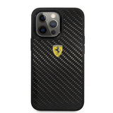 Ferrari iPhone 13 Pro Skal Real Carbon Metal Logo Svart