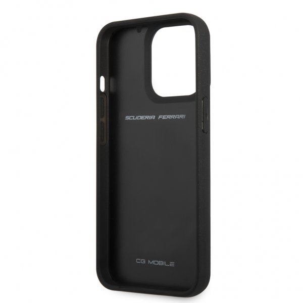 Ferrari iPhone 13 Pro Skal Real Carbon Metal Logo Svart